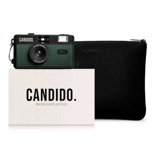 Cámara Análoga Verde + Bolso de Neopreno Negro